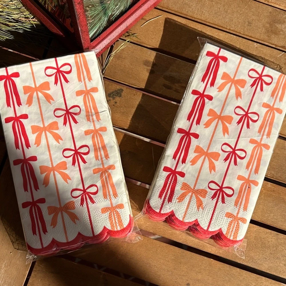My mind’s eye paper goods 32 pink and red bow napkins